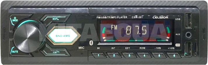 Автомагнітола 1DIN, LCD дисплей, стаціонарна панель з блакитним підсвічуванням Celsior (CSW-201) - 3