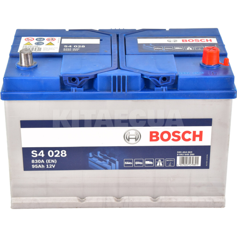 Аккумулятор 95Ач Asia (T3) 306x173x225 с обратной полярностью 830А S4 Bosch (BO 0092S40280) - 2