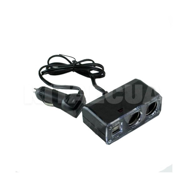 Разветвитель прикуривателя 2в1 + 2 USB с удлинителем (23002270)