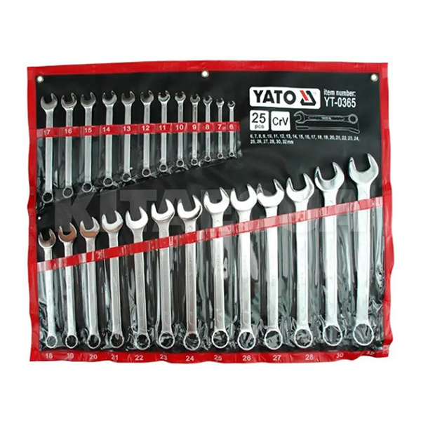 Набор ключей рожково-накидных CrV сатин (6-32мм) 25 предметов YATO (YT-0365)