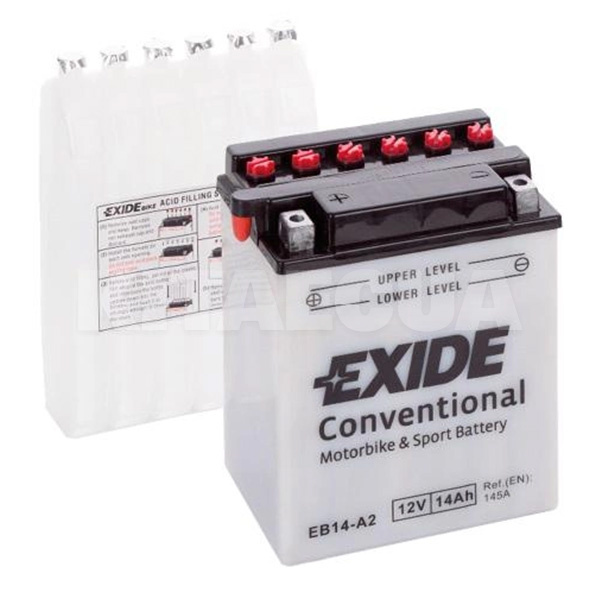 Мото аккуумлятор 14Ач 145А "+" слева EXIDE (EB14-A2)