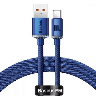 Кабель USB - Type-C 100W Crystal Shine Series 2м синий BASEUS