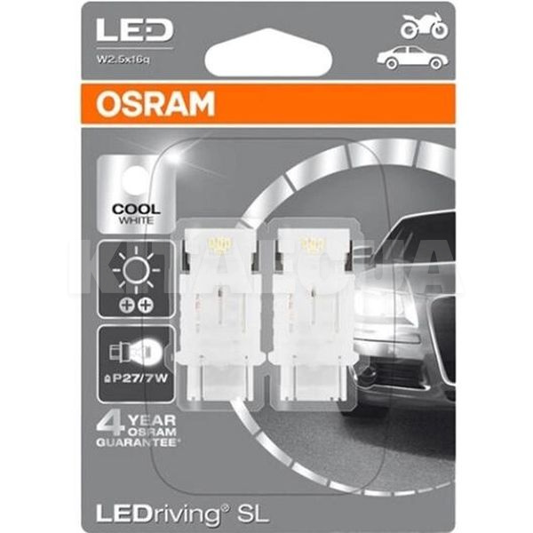 LED лампа для авто LEDriving SL P27/7W 2.5W 6000К (комплект) Osram (OS 3157 DWP-02B)