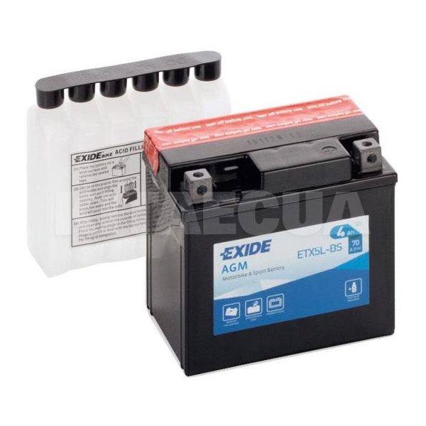 Мото аккумулятор 4Ач 70А "+" справа EXIDE (ETX5L-BS)