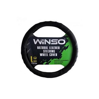 Чехол на руль L (39-41 см) черный искуственная кожа с перфорацией Winso