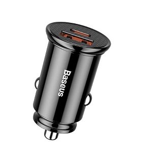 Автомобильное зарядное устройство Circular Plastic A+C 30W Black BASEUS
