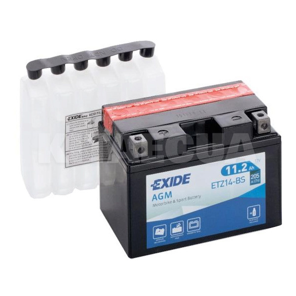 Мото акумулятор 11.2Ач 205А "+" зліва EXIDE (ETZ14-BS)