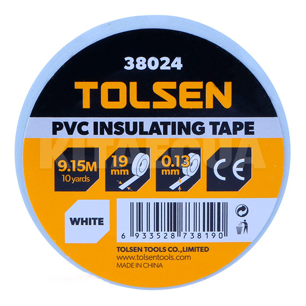 Изолента 9.2м х 19мм белая TOLSEN (38024)