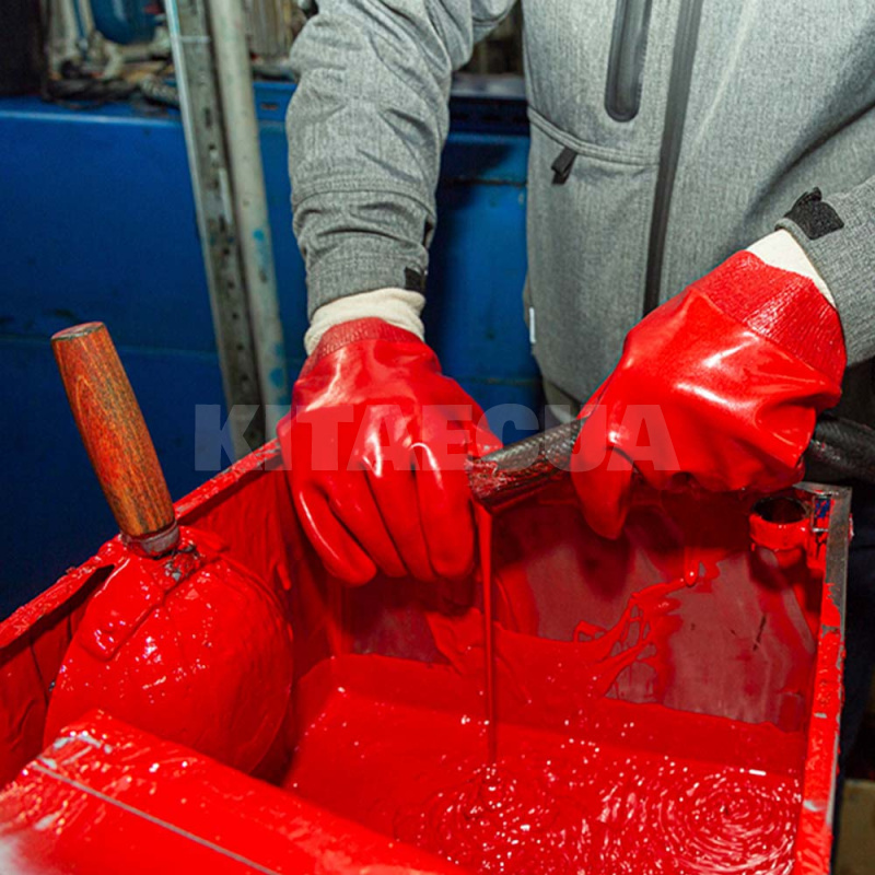Перчатки рабочие универсальные трикотажные красные XL полный облив D-RESIST DOLONI (4518) - 3
