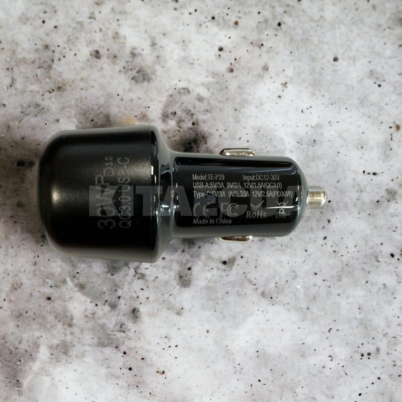 автомобільний зарядний пристрій USB+Type-C 3А XoKo (CQC-220-BK) - 2
