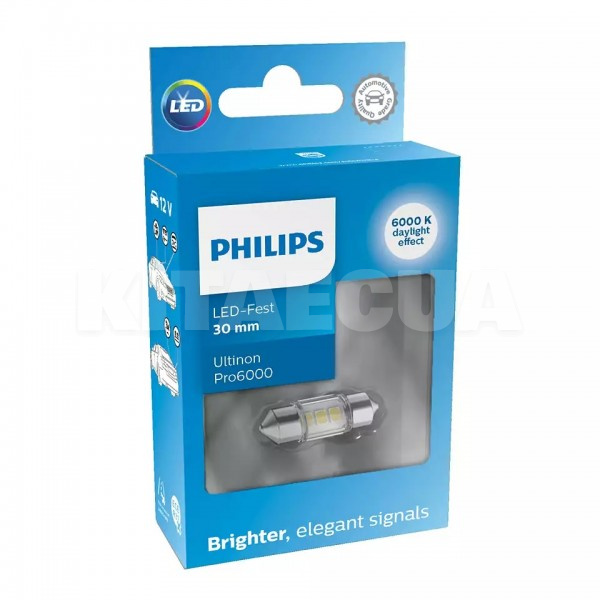 LED лампа для авто Ultinon Pro6000 SV8.5 6000К 30 мм PHILIPS (11860CU60X1) - 2