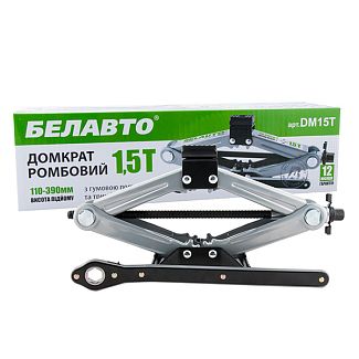 Домкрат механічний ромбоподібний до 1.5т (110мм-390мм) з гумовою накладкою з тріскачкою BELAUTO