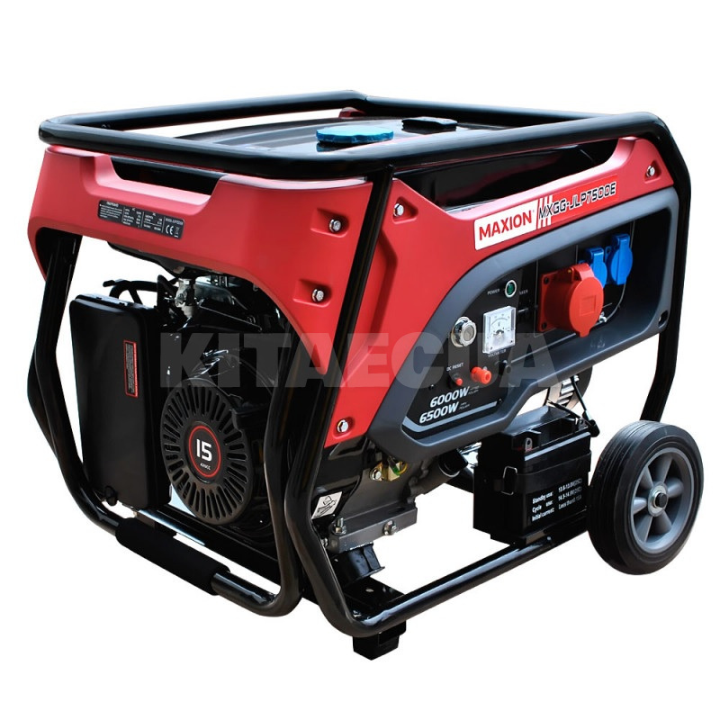 Генератор газовий бензиновий 6.5кВт ручний та електричний запуск MAXION (MXGG-JLP7500E) - 6
