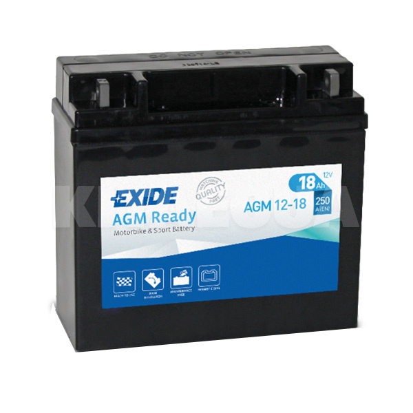 Мото аккумулятор 18Ач 250А "+" справа EXIDE (AGM12-18)