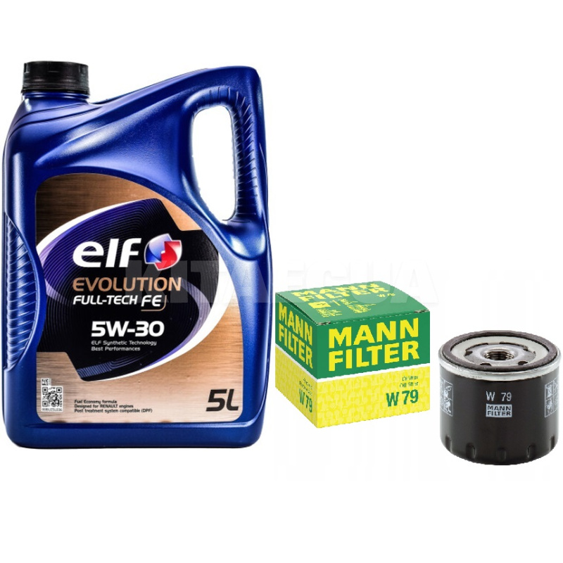 Масло синтетическое 5л 5W-30 FE Evolution + фильтр Mann-Filter на Renault Megane II-III 1.5 dCi ELF (194908-W79)