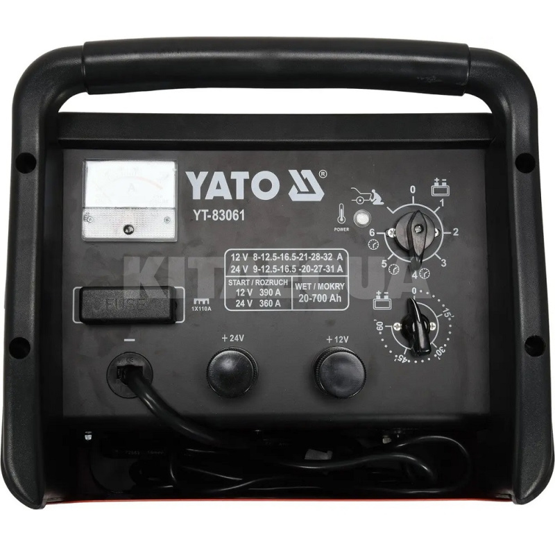 Пуско-зарядний пристрій акамулятора 12/24В 340А 700Ач трансформаторне YATO (YT-83061) - 2