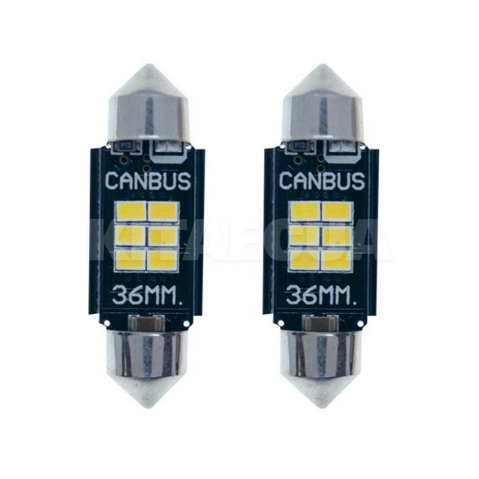 LED лампа для авто К6F SV8.5 9-16V 36 мм STELLAR (3030)