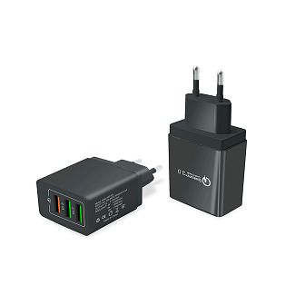 Зарядний пристрій 3 USB 5.1A Quick Charge 3.0 чорне QC-305 XoKo