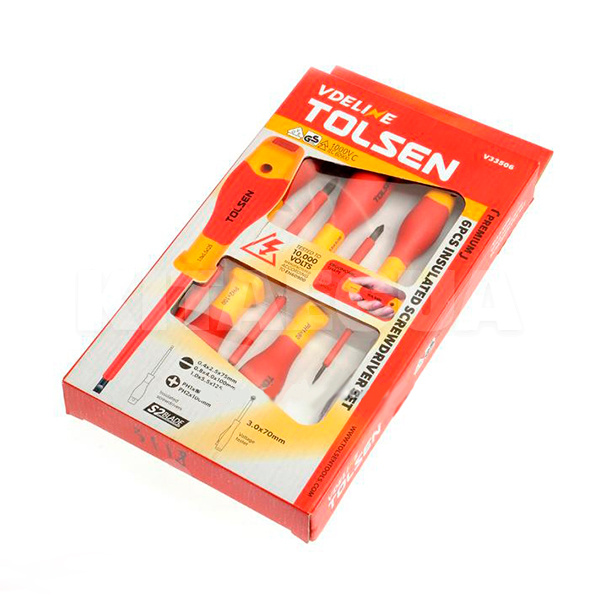 Отвертка диэлектрическая 6 предметов VDE Premium TOLSEN (V33506) - 3