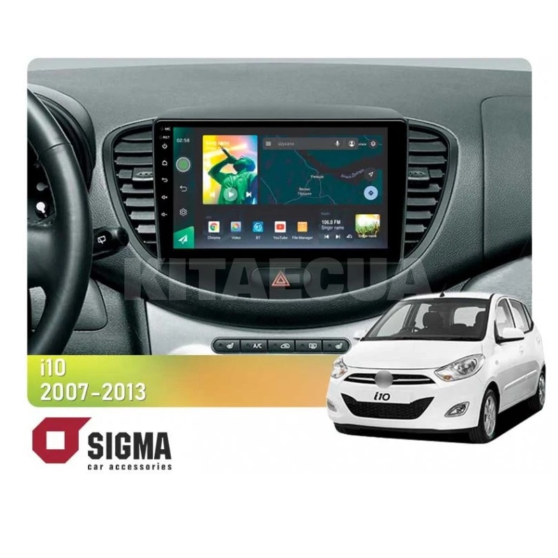 Штатна магнітола X9232 2+32 Gb 9" Hyundai i10 2007-2013 SIGMA4car (33382)