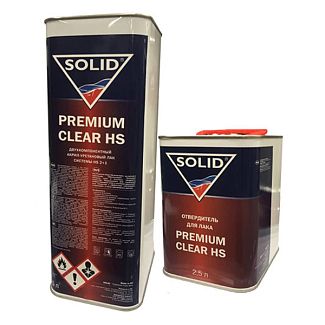 Лак HS глянцевый 5л двухкомпонентный бесцветный + отвердитель 2.5л SOLID