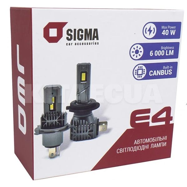 LED лампа для авто E4 H1 20W 6000K SIGMA4car (41639) - 2