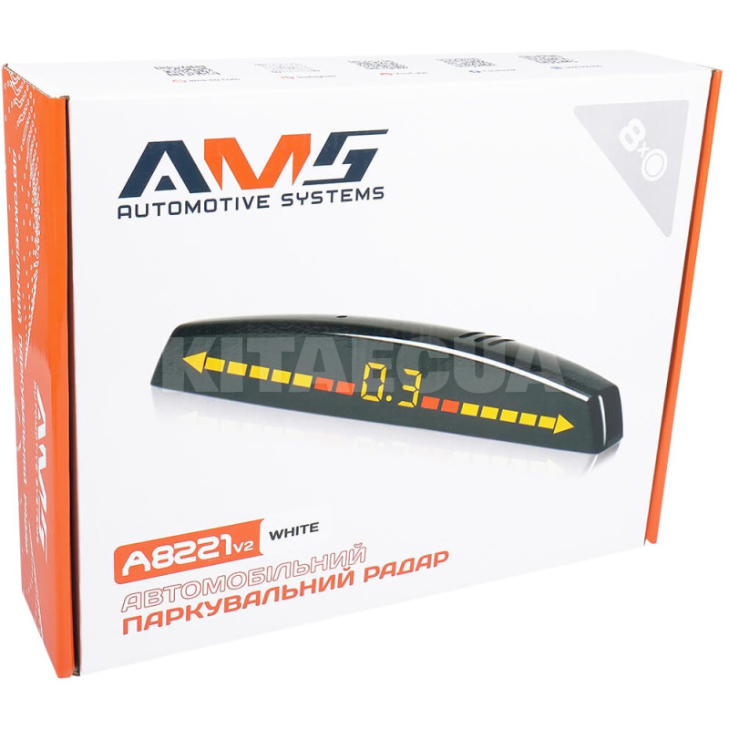 Парктроник A8221 V2 белый на 8 датчиков 22 мм AMS (66085)