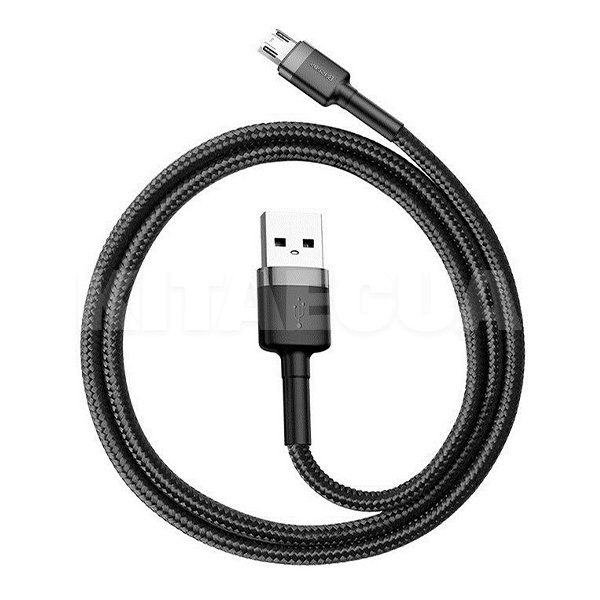 Кабель USB - microUSB Cafule 2.4А 1м серый/черный BASEUS (CAMKLF-BG1) - 2