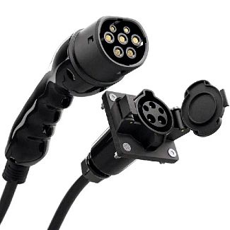 Перехідник для електромобіля 7.4 кВт 32А 1-фаза 0.5 м Type 1 (станція) - Type 2 (європейське авто) Octa Energy