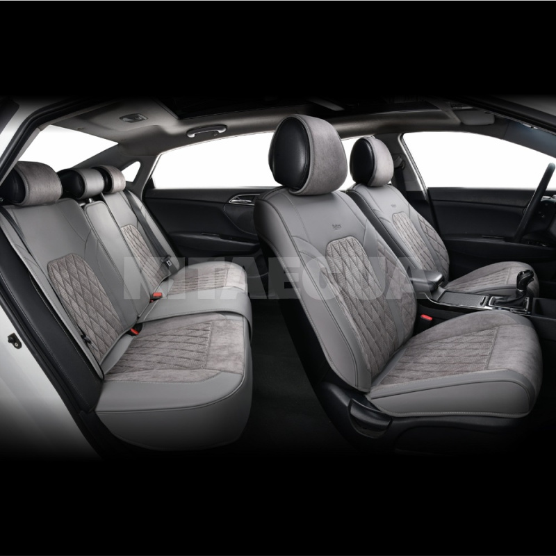 Чехлы на сиденья серые с подголовником 3D Malibu BELTEX (BX89200) - 2