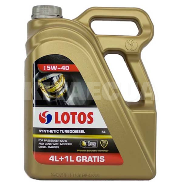 Масло моторне синтетичне 4+1л 5W-40 SYNTHETIC TURBODIESEL LOTOS (WF-K504E30-0H1)