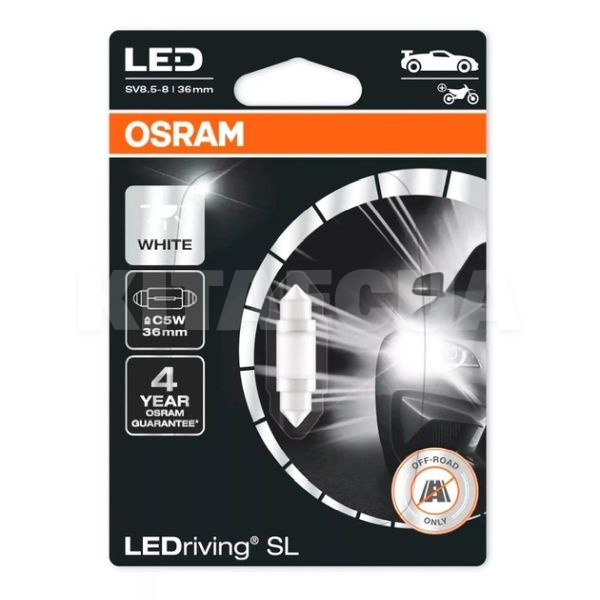 LED лампа для авто LEDriving SL SV8.5-8 0.6W 6000K 36 мм Osram (6418DWP-01B)