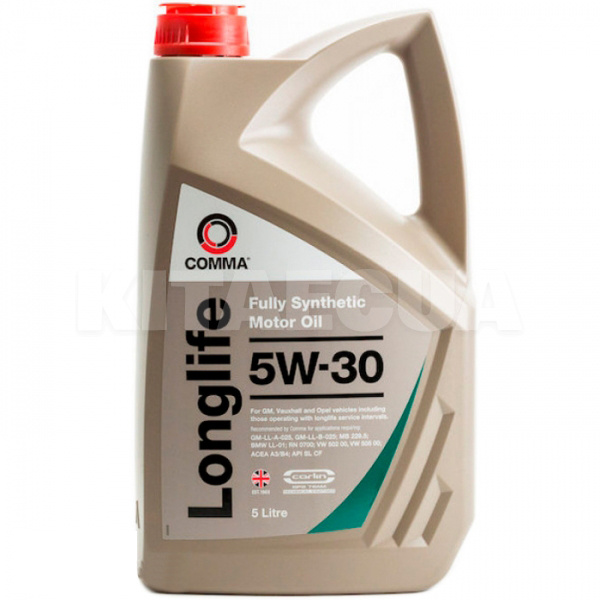 Масло моторное синтетическое 4л 5W-30 LONG LIFE COMMA (CFC6B4)
