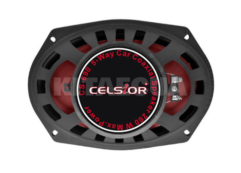 Динамик коаксиальный 5ти-полосный 260Вт 6x9" (15х23 см) красный Celsior (CS-690) - 2