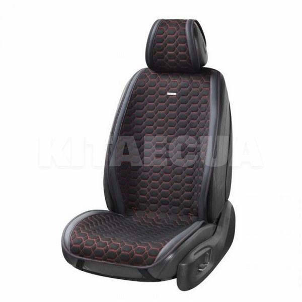 Накидка на передні сидіння чорно-червона з підголівником 2 шт. Monte Carlo BELTEX (BX81160) - 2