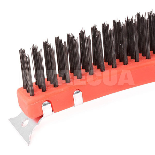 Щітка з металу 3-рядна сталева з пластиковою ручкою + Скребок YATO (YT-6331) - 2