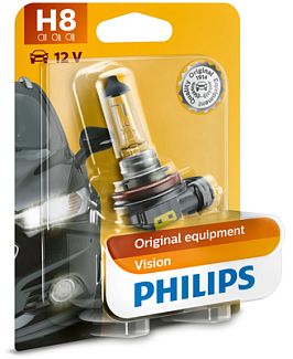 Галогенна лампа H8 35W 12V WhiteVision +60% блістер PHILIPS