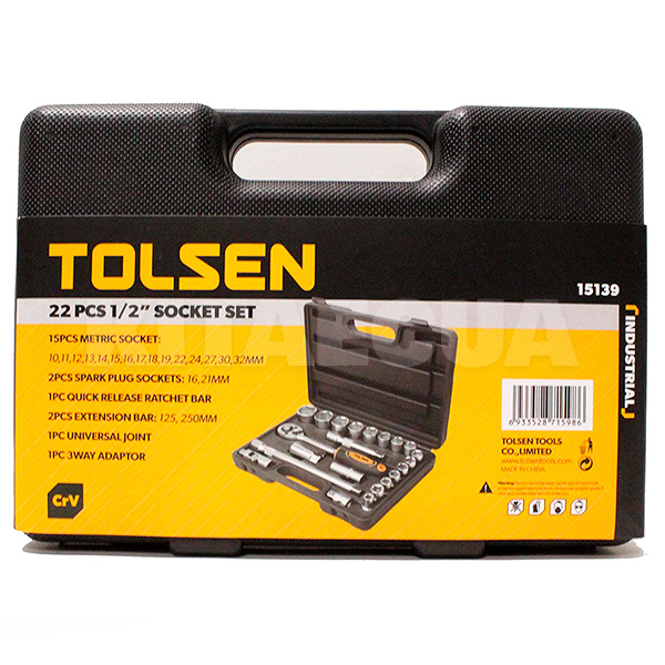 Набор насадок торцевых с трещоткой 1/2" 22 предметов TOLSEN (15139) - 3