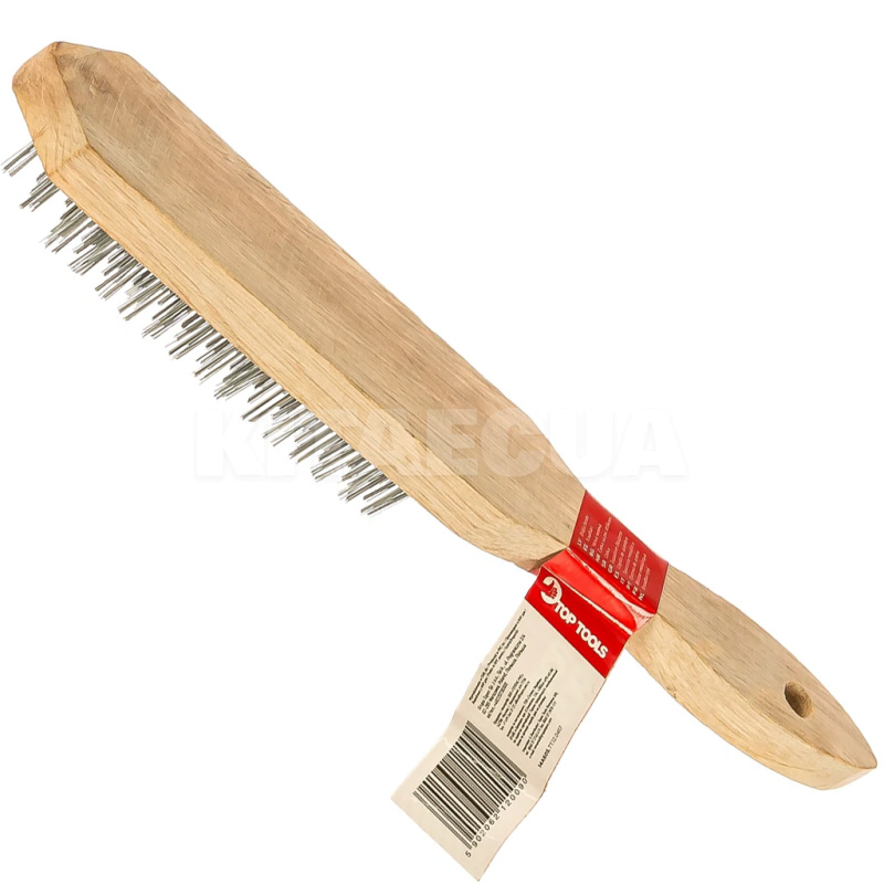 Щетка по металлу 5-рядная стальная с деревянной ручкой Top Tools (14A605) - 2