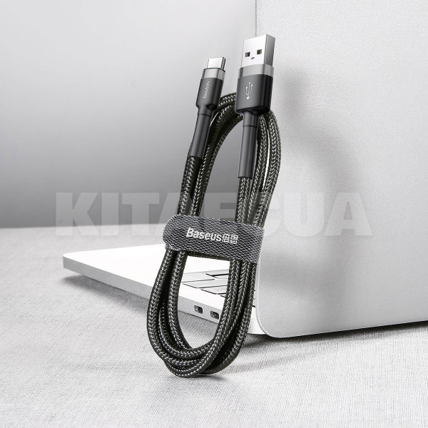 Кабель USB Type-C Cafule 3А 1м сірий/чорний BASEUS (CATKLF-BG1) - 2