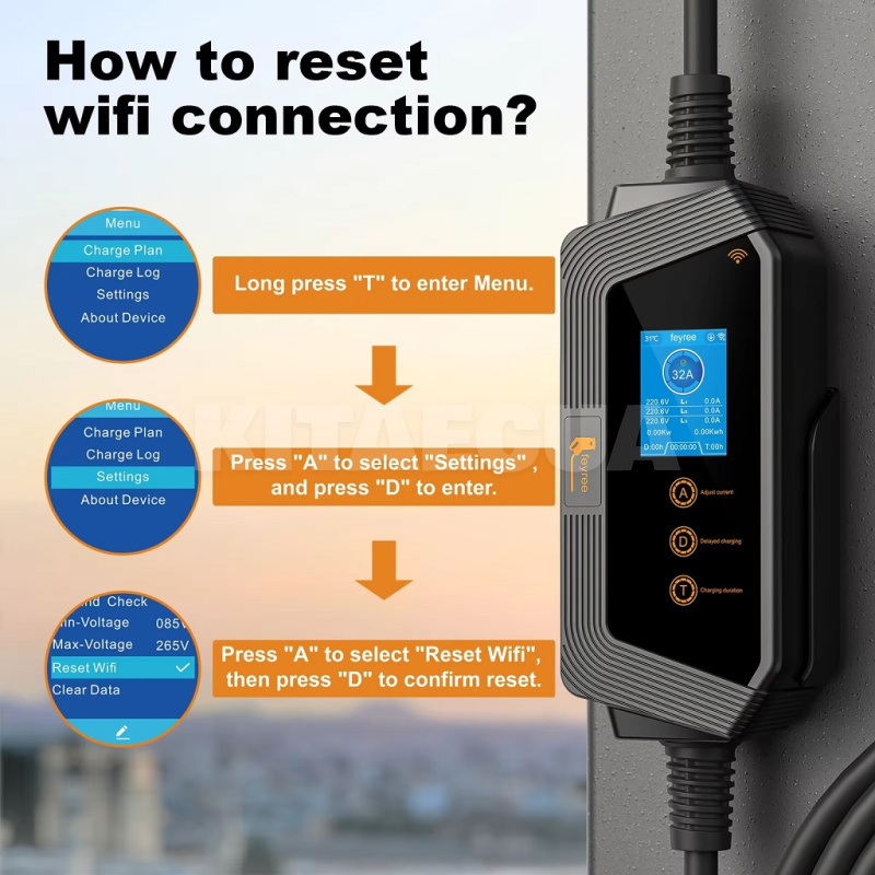 Зарядка для електромобіля GB/T AC 22 кВт 32A 3-фази Hero Wi-Fi FEYREE (FY22-32-3PH-GB/T-H8) - 2