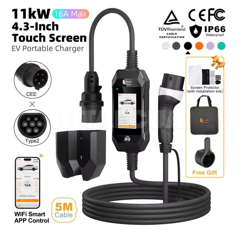 Зарядка для электромобиля Type 2 11 кВт 16A 3-фазы Lion EV-Ultra FEYREE (FY11-16-3PH-TP2-ULB) - 2