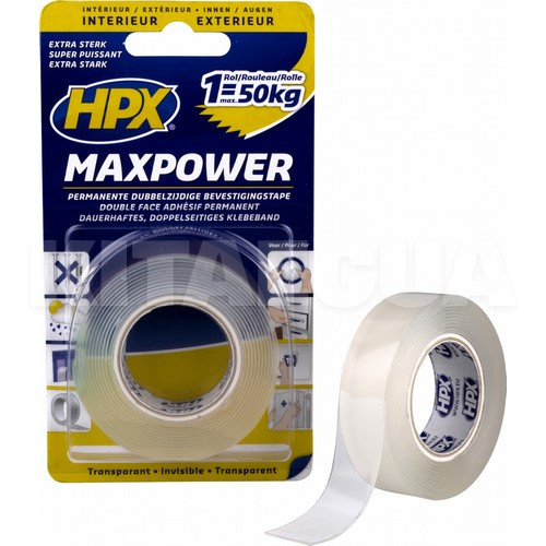 Двостороння прозора стрічка Maxpower для екстремальних навантажень 2 м х 19 мм HPX (HPX HT1902) - 2