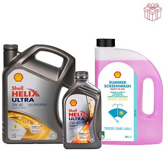 Масло моторне синтетичне Helix Ultra 5W-40 (4л+1л) + Омивач літній 4л SHELL