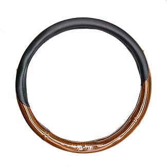 Чехол на руль XL (42-43 см) чёрно-коричневый искусственная кожа ELEGANT