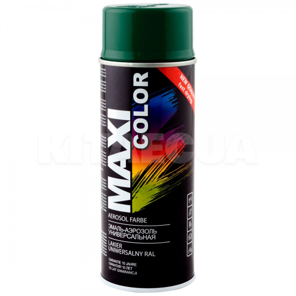 Краска-эмаль темно-зеленая 400мл универсальная декоративная MAXI COLOR (MX6005)