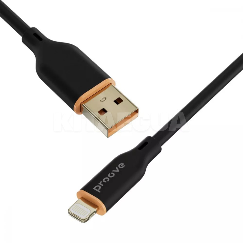 Кабель USB Lightning 2.4A 1м Jelly Silicone чорний PROOVE (491980001) - 3