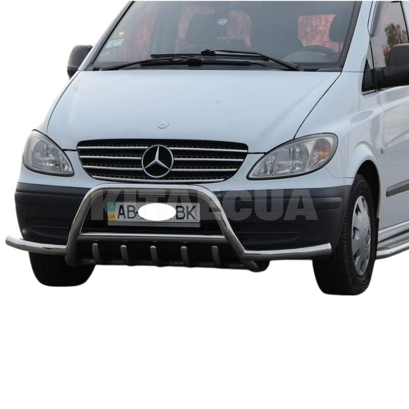 Кенгурятник WT003 Mercedes Vito W639 2004-2014 60мм нержавеющая сталь с усами CAN (dug702244) - 2