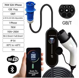 Зарядка для электромобиля GB/T AC 7.4 кВт 32А 1-фаза Wi-Fi Susutoo