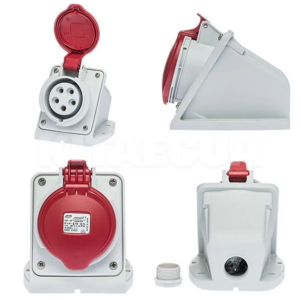 Розетка силова настінна 16A 5-пін 415В червона IDE (3323) - 2